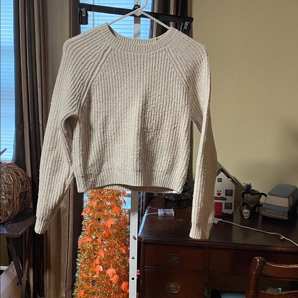 Cream Ribbed Knit Sweater - Picture 1 of 3